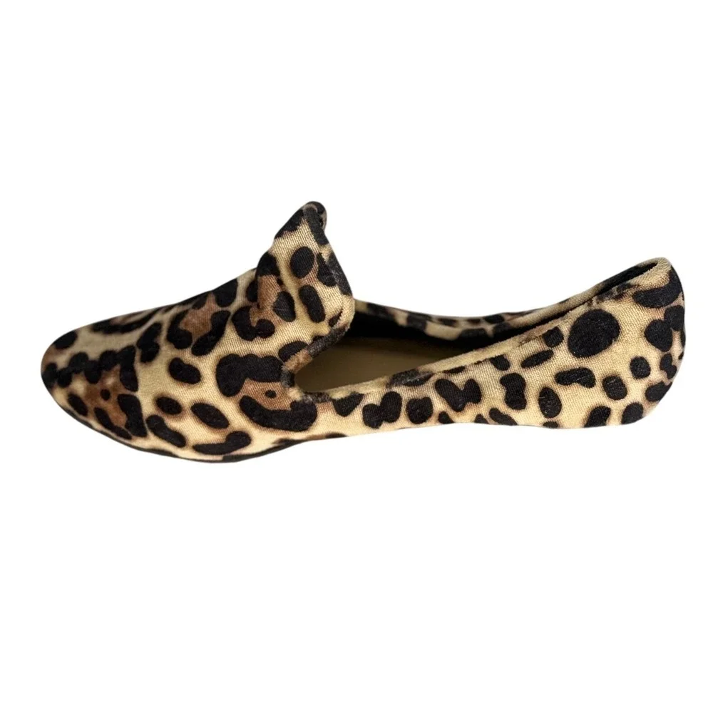 Marc Fisher Leopard Print Studded Heel‎ Loafers Smoking Slipper Tan Brown 7.5M